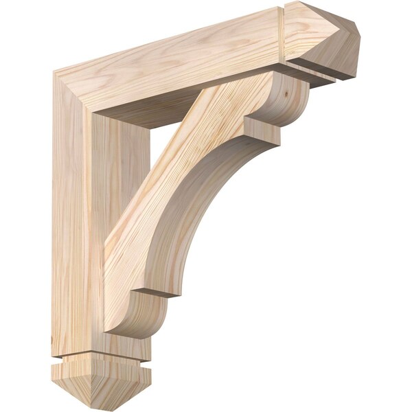 Ekena Millwork Olympic Arts and Crafts Smooth Bracket w/ Offset Brace, Douglas Fir, 5 1/2"W x 22"D x 22"H BKT0604X22X22OLY03SDF - main